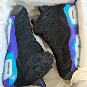 Jordan 6 aqua Black and Purple Sneakers size 9.5m DS